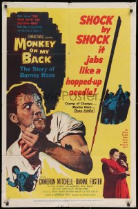 3j580 MONKEY ON MY BACK 1sh 1957 Cameron Mitchell chooses a woman over dope and kicks the habit!