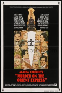 3j592 MURDER ON THE ORIENT EXPRESS 1sh 1974 Agatha Christie, great art of cast by Richard Amsel!
