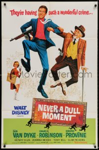 3j605 NEVER A DULL MOMENT 1sh 1968 Disney, art of wacky Dick Van Dyke, Edward G. Robinson!