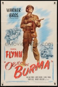 3j622 OBJECTIVE BURMA 1sh 1945 full-length image of paratrooper Errol Flynn winning World War II!