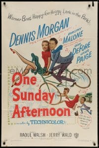 3j643 ONE SUNDAY AFTERNOON 1sh 1949 wacky artwork of Dennis Morgan & Dorothy Malone on bike!