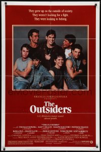 3j649 OUTSIDERS 1sh 1982 Coppola, S.E. Hinton, Howell, Dillon, image of top cast