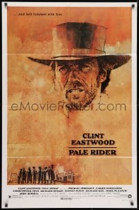 3j650 PALE RIDER 1sh 1985 great close-up artwork of cowboy Clint Eastwood by C. Michael Dudash!
