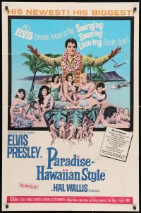 3j652 PARADISE - HAWAIIAN STYLE 1sh 1966 Elvis Presley on the beach with sexy tropical babes!