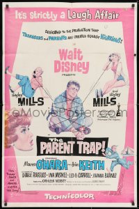 3j653 PARENT TRAP 1sh 1961 Walt Disney, Keith, Hayley Mills as separated identical twin teens!