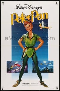 3j667 PETER PAN 1sh R1982 Walt Disney animated cartoon fantasy classic, great full-length art!