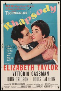3j728 RHAPSODY 1sh 1954 Elizabeth Taylor must possess Vittorio Gassman, heart, body & soul!