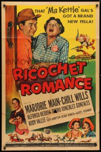 3j729 RICOCHET ROMANCE 1sh 1954 Marjorie Main, Chill Wills, Ma Kettle's got a brand new fella!