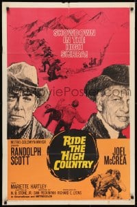 3j733 RIDE THE HIGH COUNTRY 1sh 1962 Randolph Scott & Joel McCrea have a showdown in High Sierra!