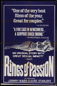 3j735 RINGS OF PASSION 1sh 1973 John Holmes, Nina Fause, artwork of sexy girl in underwear!