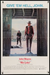 3j736 RIO LOBO 1sh 1971 Howard Hawks, Give 'em Hell, John Wayne, great cowboy image!