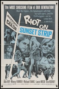 3j737 RIOT ON SUNSET STRIP 1sh 1967 hippies with too-tight capris, crazy pot-partygoers!