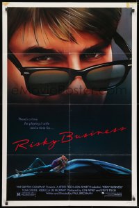 3j738 RISKY BUSINESS 1sh 1983 classic close up art of Tom Cruise in cool shades by Drew Struzan!