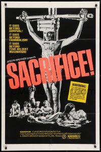 3j760 SACRIFICE 1sh 1973 Umberto Lenzi directed cannibalism horror, Man from Deep River!