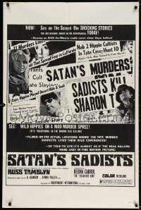 3j768 SATAN'S SADISTS 1sh R1970s Regina Carrol, the shocking stories of today, Sharon Tate murder!