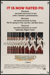 3j769 SATURDAY NIGHT FEVER 1sh R1979 multiple images of disco dancer Travolta, it's now rated PG!