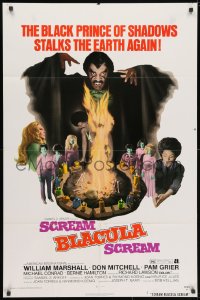 3j778 SCREAM BLACULA SCREAM 1sh 1973 great artwork of black vampire William Marshall & Pam Grier!