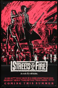 3j860 STREETS OF FIRE advance 1sh 1984 Walter Hill, Riehm pink dayglo art, a rock & roll fable!