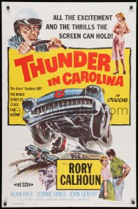 3j909 THUNDER IN CAROLINA 1sh 1960 Rory Calhoun, artwork of the World Series of stock car racing!