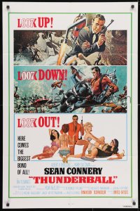 3j911 THUNDERBALL 1sh R1980 McGinnis & McCarthy art of Sean Connery as secret agent James Bond 007!