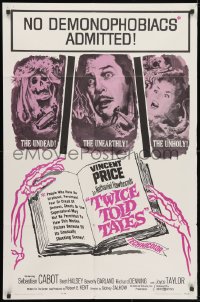 3j933 TWICE TOLD TALES 1sh 1963 Vincent Price, Nathaniel Hawthorne, a trio of unholy horror!