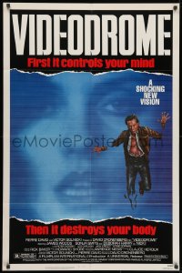 3j949 VIDEODROME 1sh 1983 David Cronenberg, James Woods, huge c/u of Debbie Harry, sci-fi!