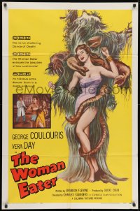 3j985 WOMAN EATER 1sh 1959 art of wacky tree monster eating super sexy woman in skimpy outfit!