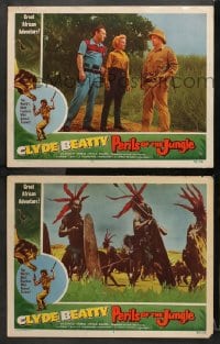 3k927 PERILS OF THE JUNGLE 2 LCs 1953 Clyde Beatty in his great African adventure!