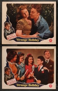 3k969 STRANGE HOLIDAY 2 LCs 1946 great images of Claude Rains, Gloria Holden!