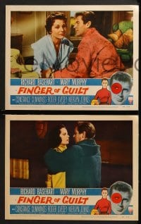 3k161 FINGER OF GUILT 8 LCs 1956 movie maker Richard Basehart trapped by Mary Murphy's love letters!