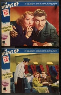 3k733 NIGHT OF JANUARY 16th 3 LCs 1941 Robert Preston & pretty Ellen Drew, from Ayn Rand play!