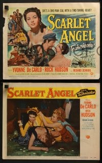 3k372 SCARLET ANGEL 8 LCs 1952 sailor Rock Hudson & sexy gambler Yvonne DeCarlo!