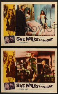 3k762 SHE WALKS BY NIGHT 3 LCs 1960 German prostitution, images of sexy Belina Lee!