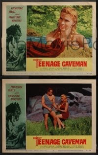 3k772 TEENAGE CAVEMAN 3 LCs 1958 Roger Corman, prehistoric rebels against prehistoric monsters!