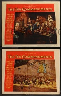 3k594 TEN COMMANDMENTS 5 LCs 1956 Cecil B. DeMille classic, Charlton Heston, Yul Brynner!