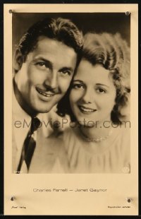 3m016 JANET GAYNOR/CHARLES FARRELL German Ross postcard 1930 they made lots of movies together!