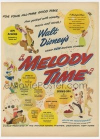 3m116 MELODY TIME magazine ad 1948 Walt Disney, cartoon art of Donald Duck, Little Toot & more!
