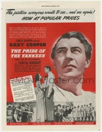 3m125 PRIDE OF THE YANKEES magazine ad 1942 Gary Cooper as baseball legend Lou Gehrig, Wright!