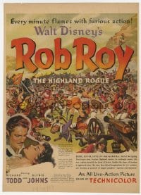 3m127 ROB ROY magazine ad 1954 Disney, art of Richard Todd as The Scottish Highland Rogue!
