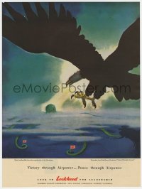 3m136 VICTORY THROUGH AIR POWER magazine ad 1940s art of bald eagle flying toward Japanese octopus!