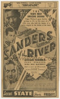 3m146 SANDERS OF THE RIVER 6x10 newspaper ad 1935 Paul Robeson in Edgar Wallace's Africa!