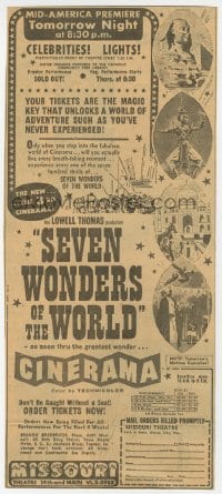 3m147 SEVEN WONDERS OF THE WORLD 6x13 newspaper ad 1956 the famous landmarks seen in Cinerama!