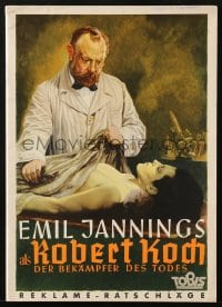 3m185 ROBERT KOCH, DER BEKAMPFER DES TODES German pressbook 1939 Emil Jannings w/nude corpse, rare!