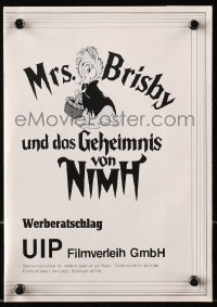 3m186 SECRET OF NIMH German pressbook 1982 Don Bluth, Mrs. Brisby, includes slide & transparency!