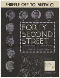 3m272 42nd STREET sheet music 1933 Dick Powell, Ginger Rogers, Harris art, Shuffle Off To Buffalo!