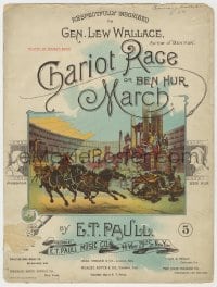 3m279 BEN-HUR sheet music 1898 great cover art of Ben-Hur vs Messala, played by Sousa's band!