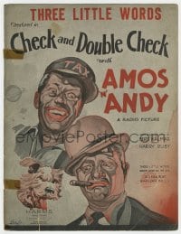 3m291 CHECK & DOUBLE CHECK sheet music 1930 wonderful art of Amos & Andy w/dog, Three Little Words!