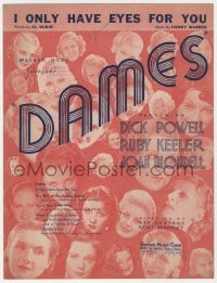 3m294 DAMES sheet music 1934 Keeler, Powell, Blondell, Busby Berkeley, I Only Have Eyes For You!