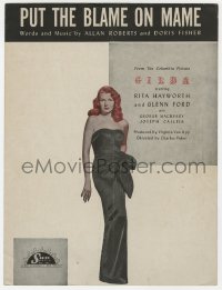 3m308 GILDA sheet music 1946 sexy Rita Hayworth full-length in sheath dress, Put the Blame on Mame!