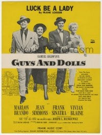 3m314 GUYS & DOLLS sheet music 1955 Brando, Jean Simmons, Sinatra & Blaine, Luck Be a Lady!